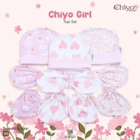 [TOMS] CHIYO BABY (3pcs) Topi + STK Sarung Tangan Kaki Bayi Baru Lahir Motif GIRL Terbaru Bamboo Fib