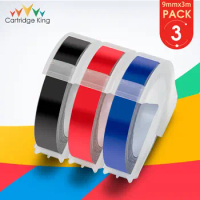 3pcs/lot for Dymo 3D Label Tapes 9mm DIY Embossing Letter Sticker Printer for Motex E-101 E202 PVC Ribbons Label Maker Black Red
