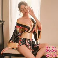【BoBo 女人香】日本和服 角色扮演 日式櫻花浴衣 情趣制服性感睡衣/性感情趣內衣睡衣(黑)