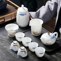德化白瓷茶具套裝家用羊脂玉瓷功夫茶具簡約泡茶壺蓋碗茶杯整套