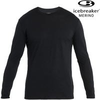 Icebreaker JN150 中性款 美麗諾羊毛圓領長袖上衣 0A56RR 001 黑