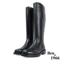 Ben&amp;1966高級頭層牛皮經典修腿拉鍊長靴-黑(217531)