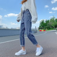 廣州新塘鎮哈倫牛仔褲女直筒寬松2022年新款高腰九分老爹蘿卜褲子