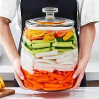 泡菜壇子玻璃瓶密封罐腌菜缸家用帶蓋腌制咸菜玻璃缸加厚20斤大號 幸福驛站