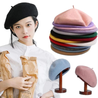 Beret Hat Colourful Vintage Fashion Artistic Hat Painter Hat Wool Women hat Topi Wanita Aesthetic