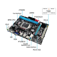 H55 Motherboard Set DDR3 RAM LGA 1156 Desktop Motherboard 16GB Memory Gaming PC Mainboard SATA2.0 I3 530 I5 750 660CPU 1333MHz