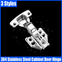 2PCS 304 Stainless Steel Cabinet Door Hinges Hydraulic Damper Buffer Soft Close Quiet Wardrobe Door Concealed Hinge With Screws