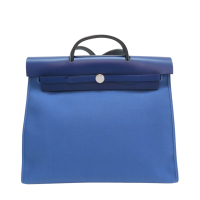 HERMES 愛馬仕【再降價】藍色 帆布 Herbag 39 肩背包 銀扣 C刻 【二手名牌BRAND OFF】