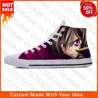 Japanese Anime Manga Cartoon Code Geass Lelouch Cool Casual Cloth Shoes High Top Lightweight Breathable Print Men Women Sneakers