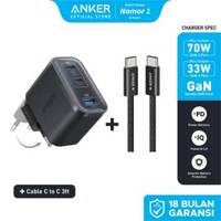 Anker Nano 70W Gan Double-Gan Portable Charger Fordable Fast Charging 3 ports Temperature control PP