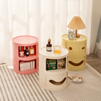 Korean Bedside Table Round Simple Side Tables Narrow Night Stands Plastic Storage Corner Tables Luxury Bed Side Table Furniture