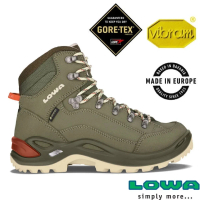 【LOWA】女 歐洲製造 RENEGADE GTX 中筒防水透氣多功能健行鞋/登山鞋(LW320945-9629 灰綠/柑橙)