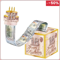 Creative 16th/18th Birthday Pull-Out Money Gift Box with Card Surprise Party Money Roll Gift Box Gif