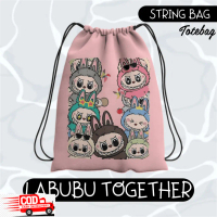 Tas Serut Cordura Printing Tebal Anti air Lucu Wanita Labubu Together Murah tdk Original Popmart