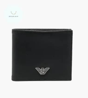 Emporio Armani Logo Billnote Wallet in Black Leather