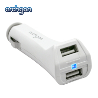 archgon雙USB車用充電器 車用電源轉換器 一對二車用擴充器 汽車點菸器MA-PCU21-W