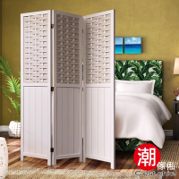 C est Chic 詩與遠方三片創意實木屏風-北歐白 W122*D1.9*H173cm