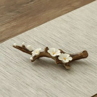 內地直送 - 陶瓷梅花線香香插手工捏花香座禪意香爐家居擺件檀香沉香白粉紅