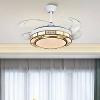 Modern minimalist LED ceiling fan light remote control Dimming variable frequency 42 inch decorative acrylic fan ceiling light