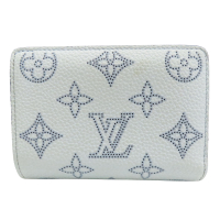 【二手名牌BRAND OFF】LOUIS VUITTON LV 路易威登 藍色 Mahina牛皮 雙折 Clea 扣式短夾 M83502