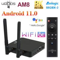 UGOOS AM8 TV BOX Amlogic S928X-J Android 11.0 LPDDR4 4GB RAM 32GB ROM AV1 WiFi6E BT5.3 1000M 8K BT VOICE REMOTE