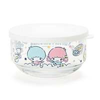 【震撼精品百貨】Little Twin Stars KiKi&amp;LaLa 雙子星小天使 Sanrio 日本製玻璃碗附蓋(早餐新生活)#80778 震撼日式精品百貨