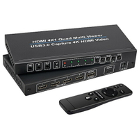 【易控王】HDMI 4x1畫面分割器+USB3.0影像擷取一體機 4畫面分割 遠端遙控 (40-223-03)
