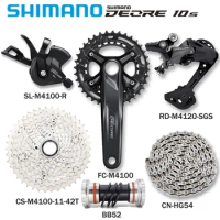 SHIMANO DEORE 10V SL-M4100 Shift Lever RD-M4100 Rear Derailleur CN-M4100 Sprocket FC-M4100 Crankset 10S HG52 Chain For MTB Bike