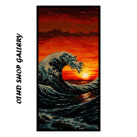 Lukisan Abstrak Ocean Senja Lukisan Asli Lukisan Besar Lukisan Handmade Lukisan Tangan Asli , Cocok
