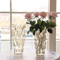 北歐輕奢水晶玻璃花瓶透明客廳酒店插花玫瑰百合鮮花裝飾花器擺件【林之舍】