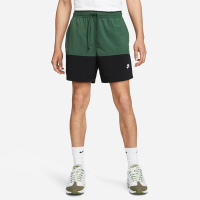 Nike 褲子 Club Shorts 男款 黑 綠 防潑水 抽繩 短褲 拼接 撞色 刺繡 FB7812-323