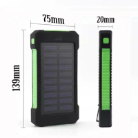 Free Shipping 200000mAh Top Solar Power Bank Waterproof Emergency Charger External Battery Powerbank for MI IPhone LED SOS Light