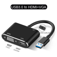 Bộ chuyển đổi VGA tương thích USB 3.0 sang HDMI cho 2 trong 1 bộ chuyển đổi VGA tương thích USB 3.0 