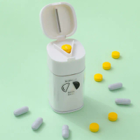 日本銷售款5合1便攜切藥器磨粉分裝切片藥盒(1入)