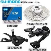 SHIMANO DEORE M4100 10 Speed Derailleur Groupset MTB Bike KMC X10 Chain CS-M4100-10 11-42T/46T Cassette Bicycle Parts