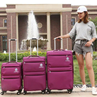 20"22"24"26"28" Travelling Soft Suitcase On Wheels Oxford Cloth Trolley Rolling Luggage Bag Boarding Case Valise Free Shipping