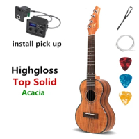 Top Solid Ukulele Acacia Concert 23 Inches Light Highgloss Pick Up Uke Guitar Mini 4 Strings Ukelele Guitarra Shell