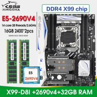X99 D8I motherboard kit xeon e5 2690 v4 lga2011-3 processor and 2*16=32GB DDR4 2400Mhz Memory set Pc gamer X99 ATX combo f8