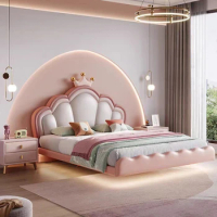 Modern Girls Childrens Bed Luxury Pretty Pink Comferter Bed Princess Loft Camas De Dormitorio Furniture Home