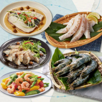 【大成】根島魚蝦6件組｜根島蝦12P、鸚哥魚x1、草蝦仁x2、虱目魚肚X1、鱸魚x1(海產 水產 去刺去鱗)