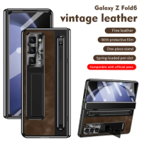 With S Pen Stand Case for Samsung Z Fold 4 Z Fold 5 Z Fold 6 Hinge Case Screen Protective Film Pen S