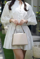 Vedlyn Vedlyn Kate T small tas wanita model hand bag dan tas selempang - Beige Resleting