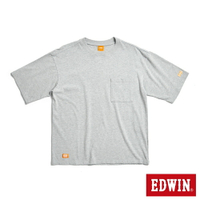 EDWIN  橘標 大寬版口袋短袖T恤-男款 銀灰色
