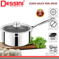 DESSINI ITALY 20CM Honeycomb SUS304 Stainless Steel Sauce Pan Induction Milk Pot Casserole Frying Bo