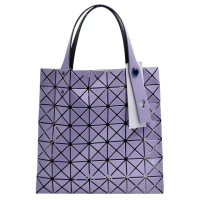 【ISSEY MIYAKE 三宅一生】三宅一生BAOBAO亮面雙色幾何方格7X7手提包(藍/紫色BB36-AG527-77)