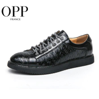 OPP Men Daily Office Leather Shoe Luxury Leather Party Shoe Men Quality Genuine Brogue Lacoste Dress Shoes Business for Men