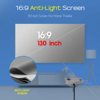 AUN Projector Screen Anti-light Curtain100/120/130 inch Home Wall Cinema Theater 16:9 Reflective Fabric ALR Screen for Projector