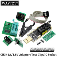 WAVTZT CH341A 24 25 Series EEPROM Flash BIOS USB Programmer Module + SOIC8 SOP8 Test Clip + 1.8V adapter + SOIC8 adapter DIY KIT