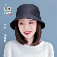 可拆卸魔鬼氈帽子假髮片甜美女網紗漁夫帽子假髮bobo頭大波浪長卷髮女生假髮日常必備防曬棒球帽子假髮接髮片鴨舌帽