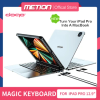 DOQO 2018/2020/2021 iPad Pro 12.9" Aluminum Keyboard Cover Trackpad with Docking 8-in-1 Docking Station Magic Keyboard Pen Tray